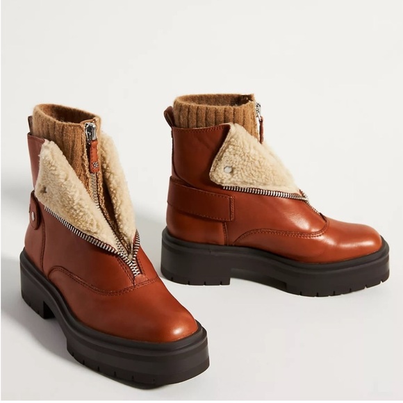 NIB Sam Edelman Linds Platform Boots Brown Zippered Sock Winter Size 7.5 New - Picture 10 of 10